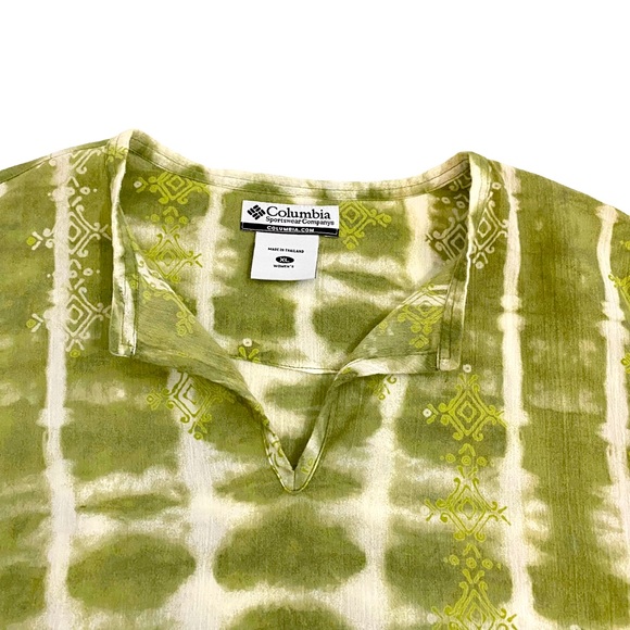 Columbia Green & White Tie Dye Pullover Tunic Top, Size XL - Picture 3 of 11